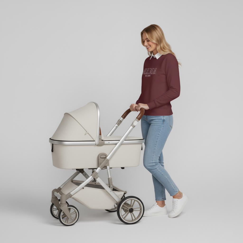 Персонализиран суитчър „MAMA“ – Бродерия с дата по избор, идеален подарък за майка