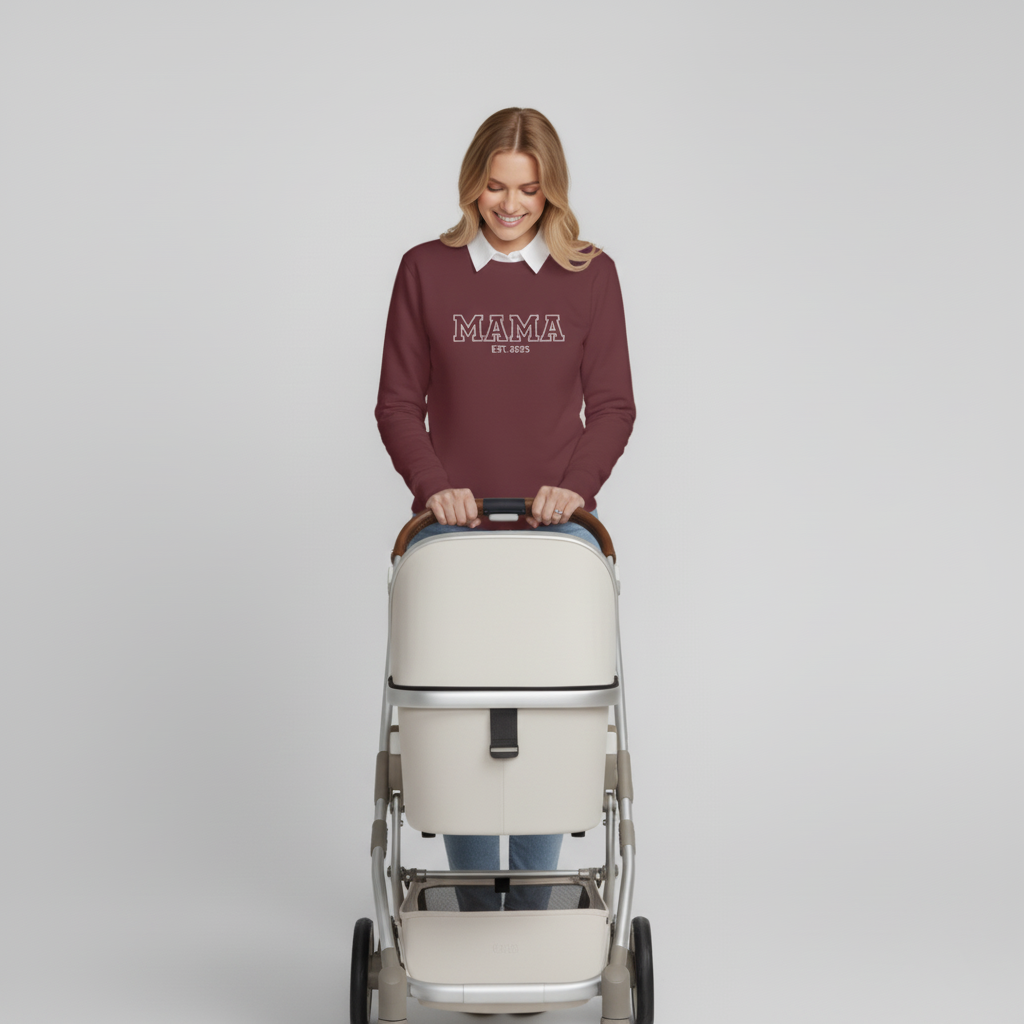 Персонализиран суитчър „MAMA“ – Бродерия с дата по избор, идеален подарък за майка